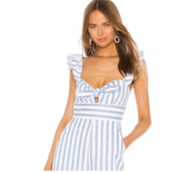 BCBGeneration Striped Cropped Ruffle Sleeve Jumpsuit Size 0!! - Picture 11 of 14